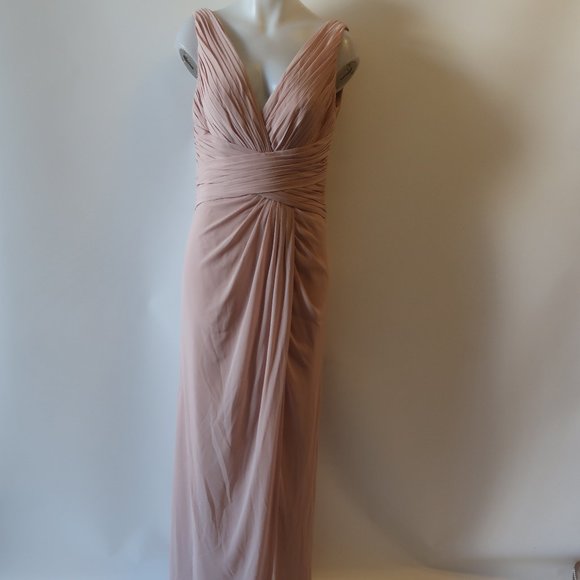 NWT WOMENS WATTERS & WATTERS BLUSH PINK PLEATED SLEEVELESS GOWN 10 * - Picture 2 of 14